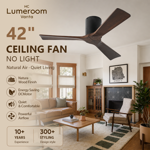 USA In Stock 42 Inch <b>Ceiling</b> <b>Fan</b> No Light Solid Wood Blades Quiet DC Motor <b>Remote</b> <b>Control</b> for Bedroom Living Room - Product Image 1