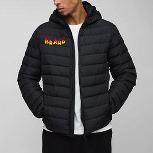 Veste matelassée d'hiver sur mesure OEM/ODM, taille plus, coupe décontractée, 100% polyester, fermeture éclair, teinture unie, coupe-vent décontracté - Product Image 1