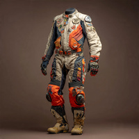 Ensemble veste et pantalon de moto en cuir pour course, avec fermeture éclair, coupe-vent, unisexe, grandes tailles, pour adultes, hiver