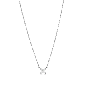 Sterling Silver Butterfly Diamond Pendant Necklace <b>Rope</b> <b>Chain</b> Female Everyday Wear - Product Image 1