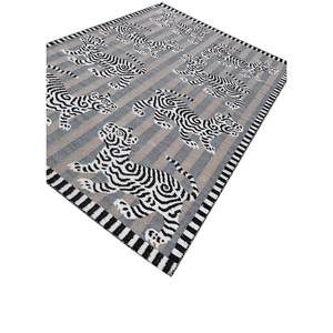 Alhambra Blue Handmade Wool <b>Rugs</b> Flat Weaves Animal Print Diamond Rectangle for Home Living Room Hallway Decorations-ADWP-13063 - Product Image 2