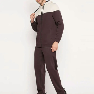 Survêtement en molleton de qualité supérieure pour homme Marron foncé Ensemble de jogging à capuche en coton mélangé surdimensionné pour streetwear survêtements pour homme à bas prix - Product Image 3