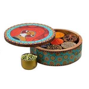 Proveedor superior, caja de especias multifunción ecológica, caja de especias completas rellena de especias de madera de acacia, cuchara (Caja cuadrada de 9 cajas), 9 unidades - Product Image 1