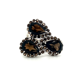 Anillo de Plata de Ley 925 grande de topacio ahumado Natural de 7 quilates más vendido, joyería fina hecha a mano para mujer, regalo de boda o fiesta - Product Image 1