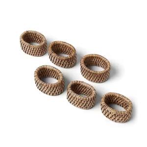Juego de servilletas de ratán Natural hecho a mano, 4 servilletas personalizadas marrones a rayas, anillos, ajuste de mesa, accesorios de fiesta - Product Image 1
