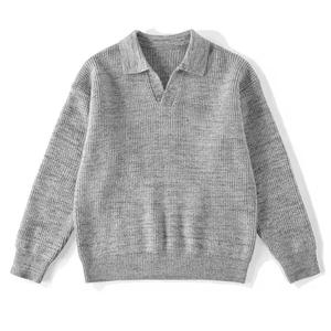 Vente en gros de l'usine de coton à manches longues pour hommes pour polo avec tricot pour col polo Logo personnalisé ODM pull pour le printemps - Product Image 3