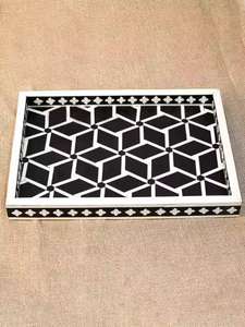 Nouveau plateau en incrustation d'os avec poignée dessus de Table café thé boisson froide plateau de service à la main hôtel Restaurant plateau de service maison cuisine - Product Image 4