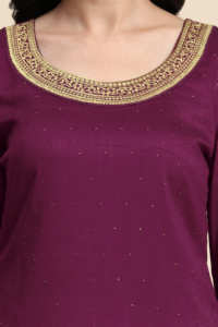 Trendmalls Conjunto de bordado de seda de arte étnico para mujer Salwar Kurta con Dupatta () - Product Image 5
