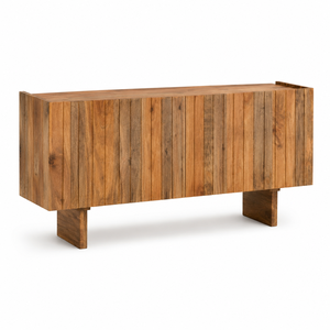 Solid Mango Wood <b>Sideboard</b> Cabinet | Modern Living Room Storage Furniture with 2 Drawers 2 Shelves | Contemporary Buffet Console - Product Image 3