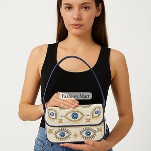 Bolso con cuentas multicolor con asa, bolso de mano, bolso de mano informal, artesanía india, hecho a mano, bolso Baguette, - Product Image 5