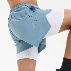 High Street Summer Men's Double <b>Layer</b> Heat-Transfer Printed Breathable Jogger Gym Shorts High Quality Custom Comfort OEM Service - Product Image 4