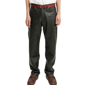 2024 printemps automne hommes véritable peau de mouton cuir pantalons de survêtement noir haut pantalons décontractés léger toile personnalisable mode - Product Image 6