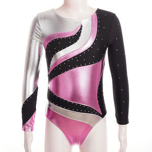 Justaucorps de gymnastique pour femmes adultes, best-seller, en spandex, confortable, durable, manches longues, col orné de strass - Product Image 2