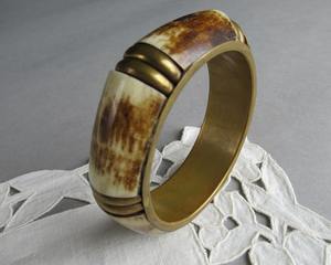 Bracelet en laiton et os, bracelet en os Vintage, bracelet pour femme, bijoux Vintage, idée cadeau, accessoire femme, style Boho - Product Image 2