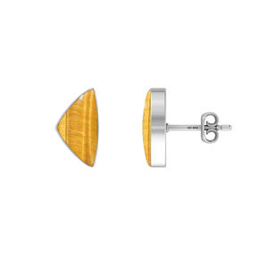 Boucles d'oreilles clous en argent sterling 925 de qualité supérieure, œil de tigre, forme carrée semi-trillion, fermoir papillon, sertissage clos, mariage - Product Image 3