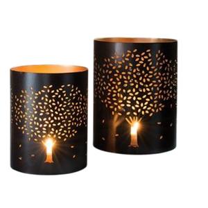 Portavelas Cilíndrico de Metal con Diseño Reciente en Rojo, Verde y Blanco, con Patrón Recortado, para Velas Votivas o de Té, Accesorio de Decoración para el Hogar - Product Image 3