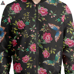 Chaqueta Bomber de Lona Sublimada de Alta Calidad con Estampado Frontal Personalizado al por Mayor, Chaqueta Casual de Invierno para Hombre, Resistente al Viento, con Bolsillos, 300g - Product Image 3