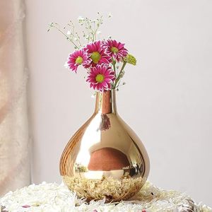 Florero de metal Dorado y blanco Hecho a mano Florero de metal de calidad fina más vendido para decoraciones - Product Image 1