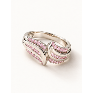 Pink CZ Wave <b>Statement</b> <b>Ring</b> for Women - Product Image 1