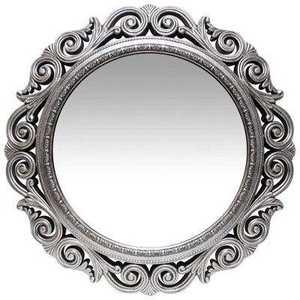 Miroir rond encadrée de style romain en argent, cadre sculpté rond, décoration créative pour la maison, miroir mural couleur or pour usage domestique - Product Image 1