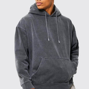 Vente en gros OEM – Nouveaux sweats à capuche en molleton uni délavé à l'acide pour hommes, 100 % coton, brodés, design hiver, personnalisables, haute qualité - Product Image 1