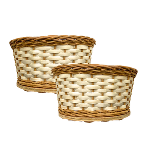 Panier de rangement pour pain en rotin tissé à la main Panier en osier avec base en bois Affichage, service et stockage du pain léger - Product Image 1