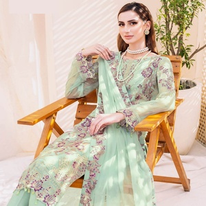 Ramsha F-23ชุดเดรสผ้าชีฟอง3ชิ้นสำหรับงานแต่งงานอินเดียและปากีสถาน - Product Image 6