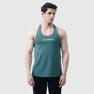 Débardeur de fitness Pro Grip vert foncé pour homme avec capuche, taille XL, maillot de sport uni à motif 3D pour la musculation et l'entraînement en salle - Product Image 4