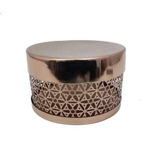 Boîte de rangement de forme ronde en métal de fer de conception classique avec couvercle fini or pour les ustensiles de cuisine à la maison et la boîte de rangement de table - Product Image 1