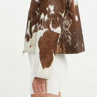Veste en cuir de vachette respirante et chaude pour femme, style décontracté, fermeture éclair tricotée, service OEM, couleur et logo personnalisés, coton