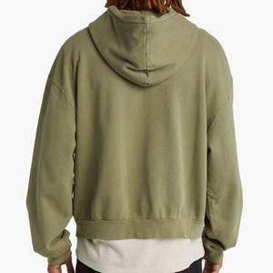 Sudaderas con capucha con cremallera y bolsillo de lana de rizo de algodón vintage ligeramente desteñidas cómodas y transpirables con logotipo/diseño personalizado para hombres - Product Image 4