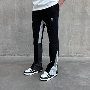 Pantalones de chándal acampanados informales de alta calidad con logotipo personalizado, pantalones de chándal acampanados apilados con cintura elástica de retazos para hombre - Product Image 3