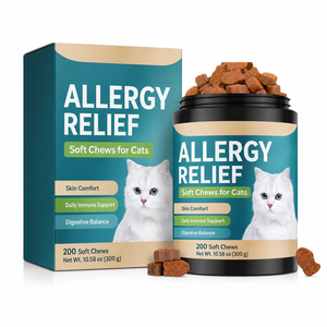 Suplemento Masticable Suave para Gatos con Picazón en la Piel y Carenado, Antihistamínico Natural con Quercetina y Calostro, Refuerzo Inmunológico, Venta al por Mayor, Fábrica OEM - Product Image 1