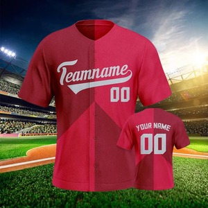 Camisas casuales transpirables para hombres para adultos/niños Jersey de béisbol personalizado Blanco Rojo Gradiente Camisas de béisbol Equipo impreso - Product Image 3