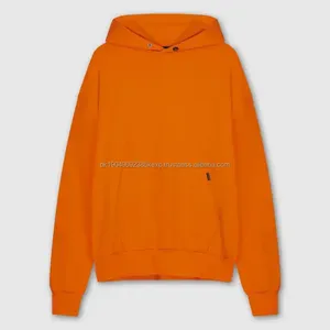 Sudadera con Capucha Personalizada de Color Naranja para Hombre, Estilo Urbano, Hombros Caídos, Algodón Grueso, Sudadera con Capucha para Hombre - Product Image 5