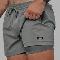 Shorts de compression légers, de haute qualité, solides, à séchage rapide et respirants pour hommes - 5 pouces, taille élastique en polyester, 2-en-1 pour l'entraînement et la gym