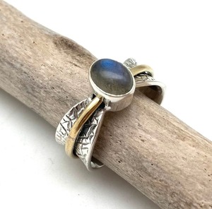 Joyería de piedras preciosas de labradorita para mujer, anillo de estilo bohemio de plata, joyería de plata de ley 925, anillo hecho a mano de tendencia, Regalo para mamá - Product Image 4