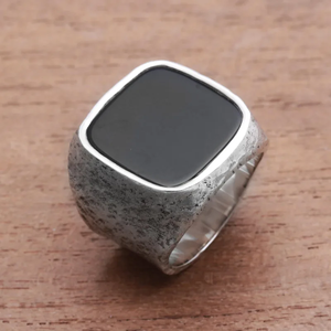 Anillo de sello de ónix cuadrado para hombre de Plata de Ley 925 hecho a mano clásico lindo respetuoso con el medio ambiente piedra preciosa joyería de moda fiesta cristiana - Product Image 5
