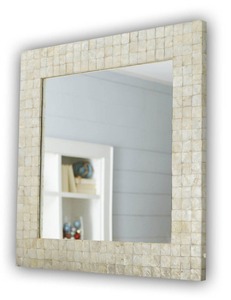 Faizacraft lujo madre perla espejos hueso incrustaciones pared espejo decoración Moderno marco blanco y negro para bodas hecho India - Product Image 1