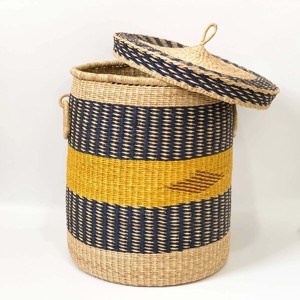 Modern Laundry <b>Basket</b> <b>Cheap</b> Handmade Woven Seagrass <b>Hamper</b> <b>Baskets</b> With Lid for Dirty Clothes Storage - Product Image 6