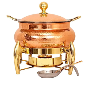 Casserole en métal artistique élégante avec incrustation de nacre Design floral pour le service de nourriture à la maison ou à l'hôtel - Product Image 3