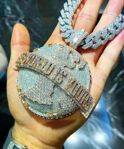 6 Ct Tester Pass Real Moissanite Colgante de letra personalizada para hombre Plata de Ley 925 - Product Image 4