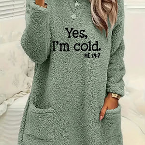 Sudadera Larga con Forro Polar, Estampado Informal, con Bolsillos, Cortavientos, para Adolescentes de Talla Grande, Estilo Europeo y Americano, Otoño-Invierno - Product Image 1