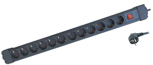 Presa multipla nera con interruttore, 12 prese, 1,5 metri (GSC 0803313) - Product Image 1