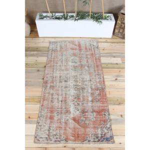 Tapis turc vintage, tapis de 3,3 x 6,7 pieds, tapis en laine rouge à motifs floraux - Product Image 1