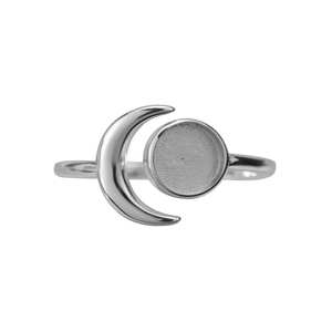 Ajuste de joyería de plata en blanco de alta calidad Fabricante 925 Sterling Crescent Moon 4mm a 25mm Bisel de montaje Anillo redondo para mujer - Product Image 1