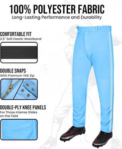 Pantalones de béisbol de longitud completa para jóvenes y adultos con rayas Ajuste relajado Ropa deportiva de fondo abierto Transpirable-para deportes y ejercicio - Product Image 2