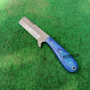 Cuchillo cortador de toro de acero de Damasco hecho a mano, cuchillo japonés de vaquero de hoja fija con Funda de cuero para acampar y cazar - Product Image 5