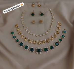 Conjunto de Collar con Acabado Mate CZ, Oferta Combinada, Perfecto para Bodas, Uso Diario, Conjuntos de Collar de Calidad Premium - Product Image 3