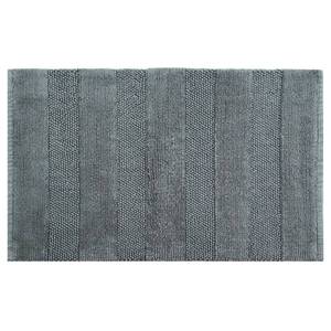 Tapis de bain en coton tricoté rayé, rectangulaire, gris, antidérapant, 50x80 cm, style scandinave - Product Image 2